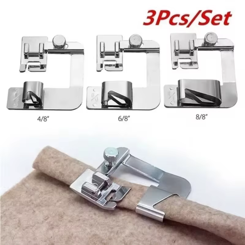 Kit de 3 pieds presseurs pour ourlets, accessoires pour machine à coudre, compatibles avec les machines Brother et Singer à tige basse
