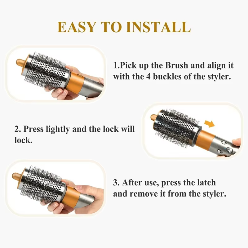 Grande brosse volumisante ronde pour Dyson Airwrap et lissage Anti-vol, améliore le Volume et le Style sans effort