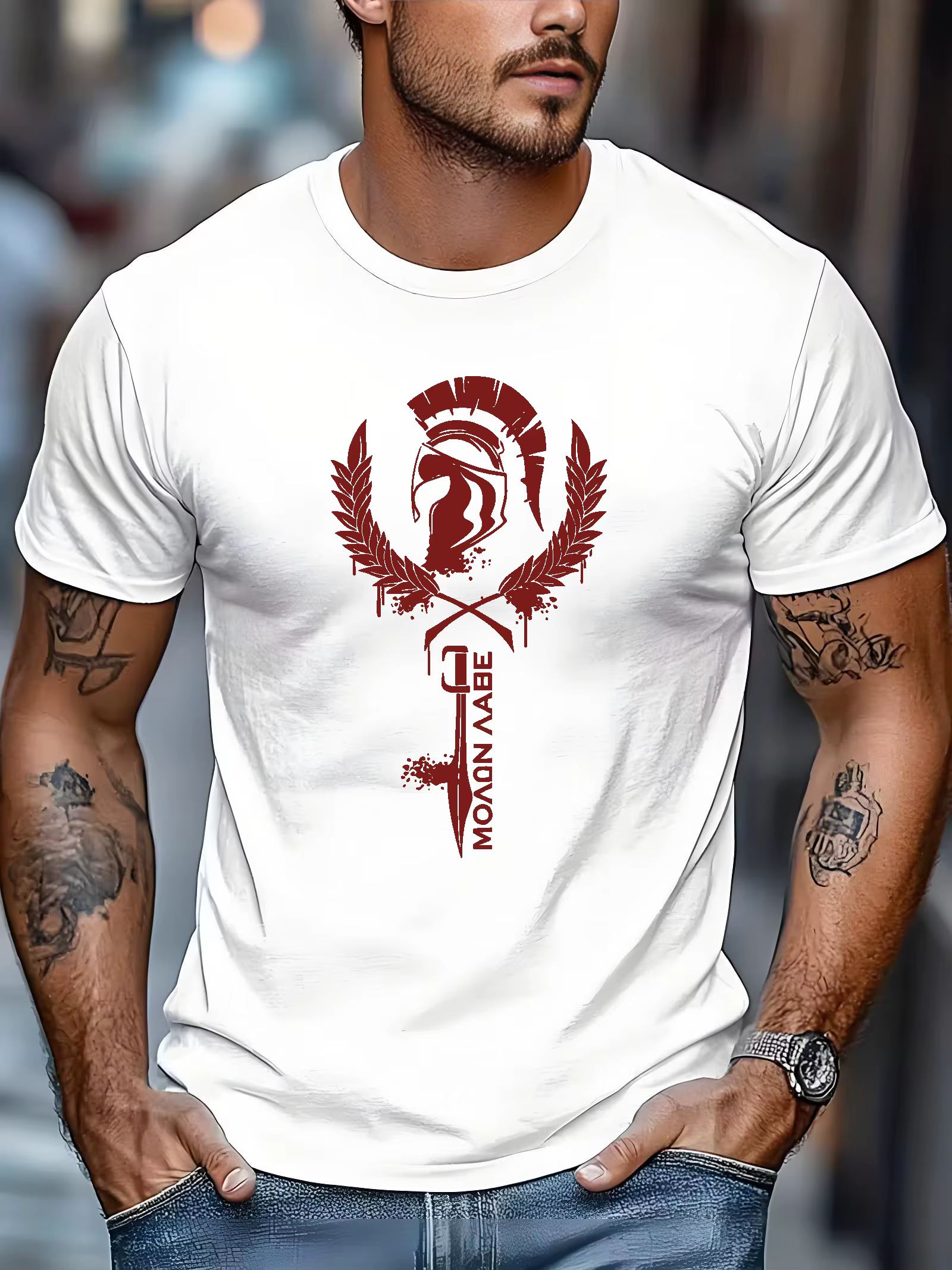 T-shirt décontracté pour homme avec imprimé Spartan Spirit et guerrier spartiate