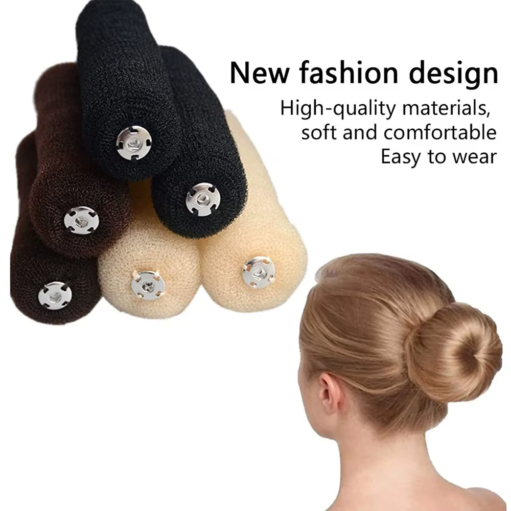 Chignon Magique Noir/Marron/Beige : Outil Coiffure Donut Bagel pour Cheveux, Épingle à Cheveux, Accessoires Coiffure Femme, Tresses