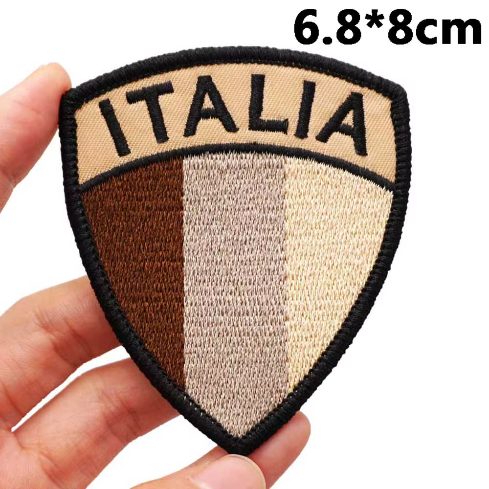 Patchs de broderie tactiques drapeau italien pour sacs à dos et vêtements, accessoires militaires avec support à crochet ou dos en fer