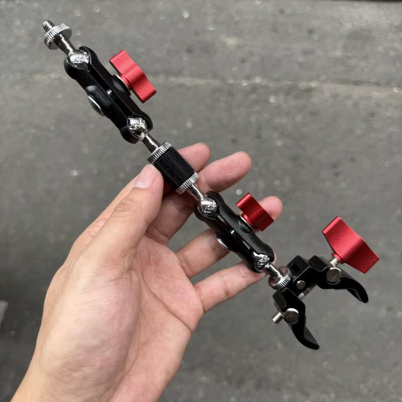 1 ensemble d'accessoires de photographie pour appareil photo, Super pince en métal avec Double tête sphérique, bras magique pour moniteur, lumière, micro, support de téléphone