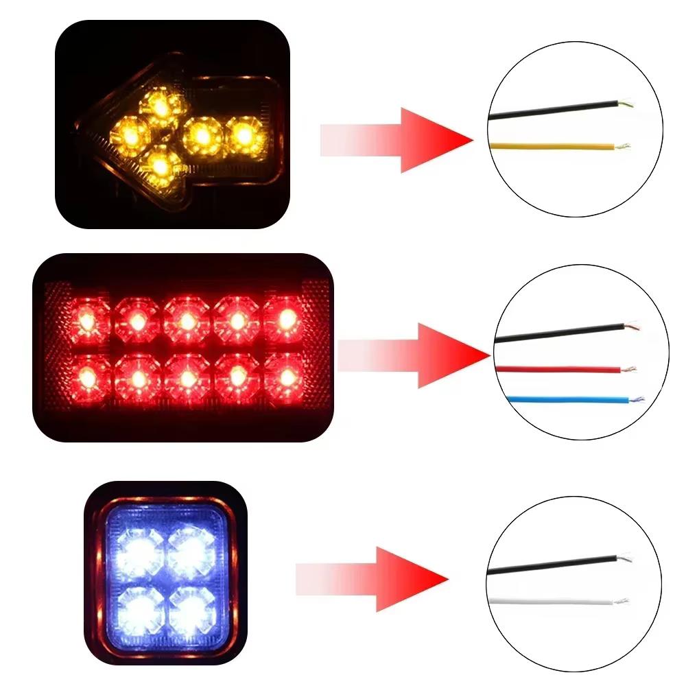 Barre de feu arrière de camion à LED, pour camion, bateau, remorque, pick-up, camping-car, UTV, UTE, furgons, clignotant, frein, feu arrière de marche arrière