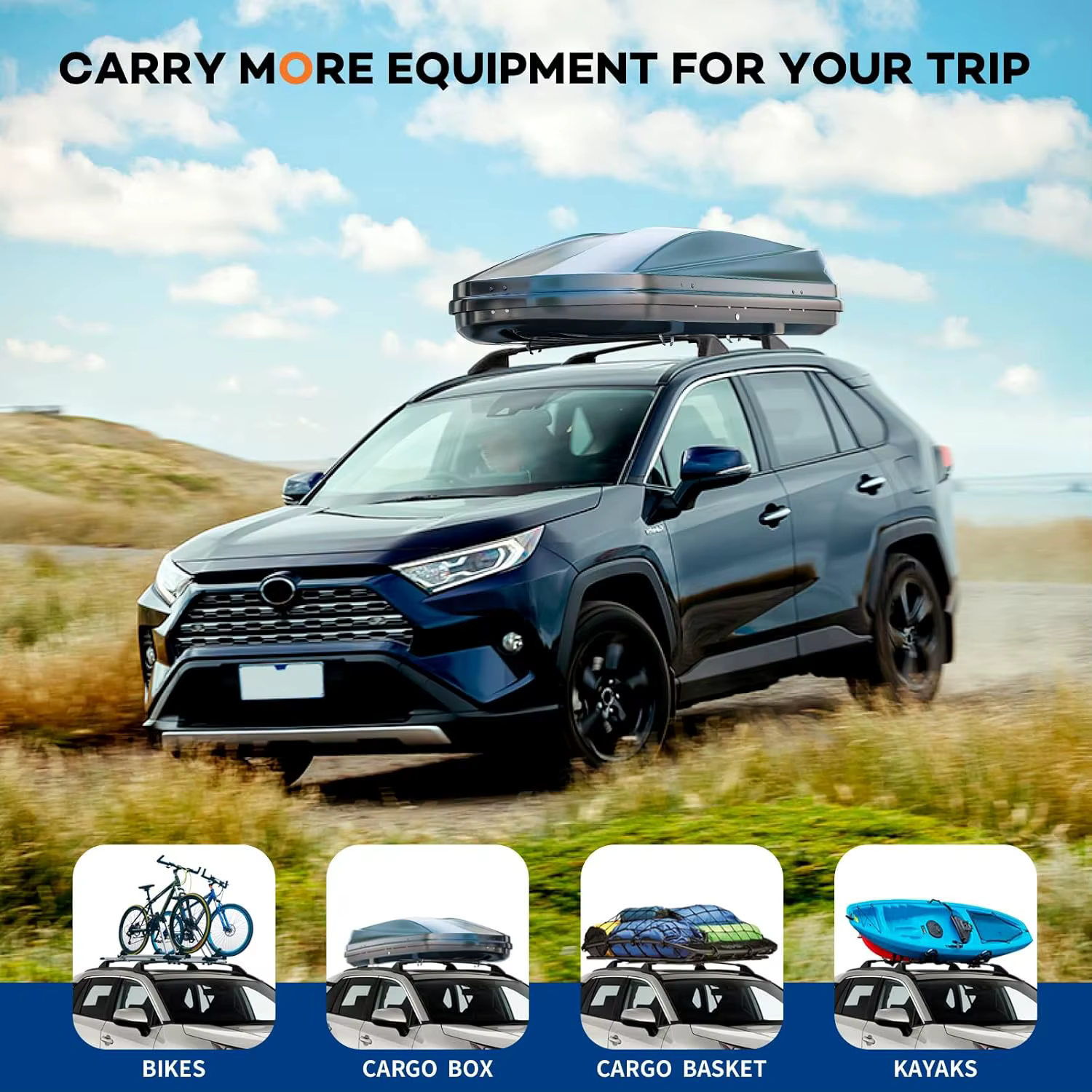 Pour Toyota RAV4 2019-2025 barres transversales de galerie de toit, capacité de charge porte-bagages en aluminium kayaks vélo canoës barres transversales