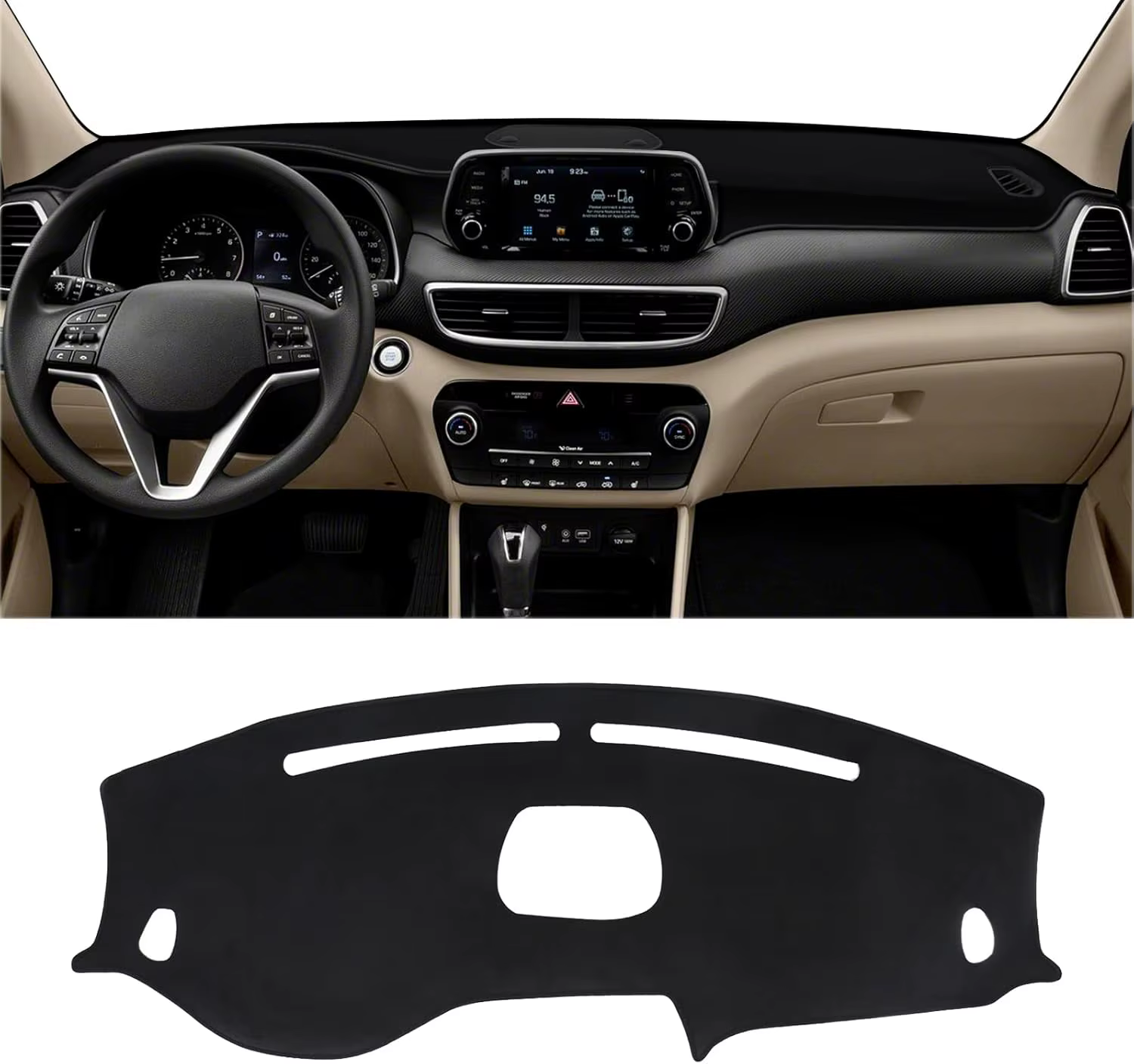 Couverture de tableau de bord en flanelle, accessoires Tucson compatibles pour Hyundai 2019 – 2021, tapis de tableau de bord, couverture de Console centrale, protection solaire