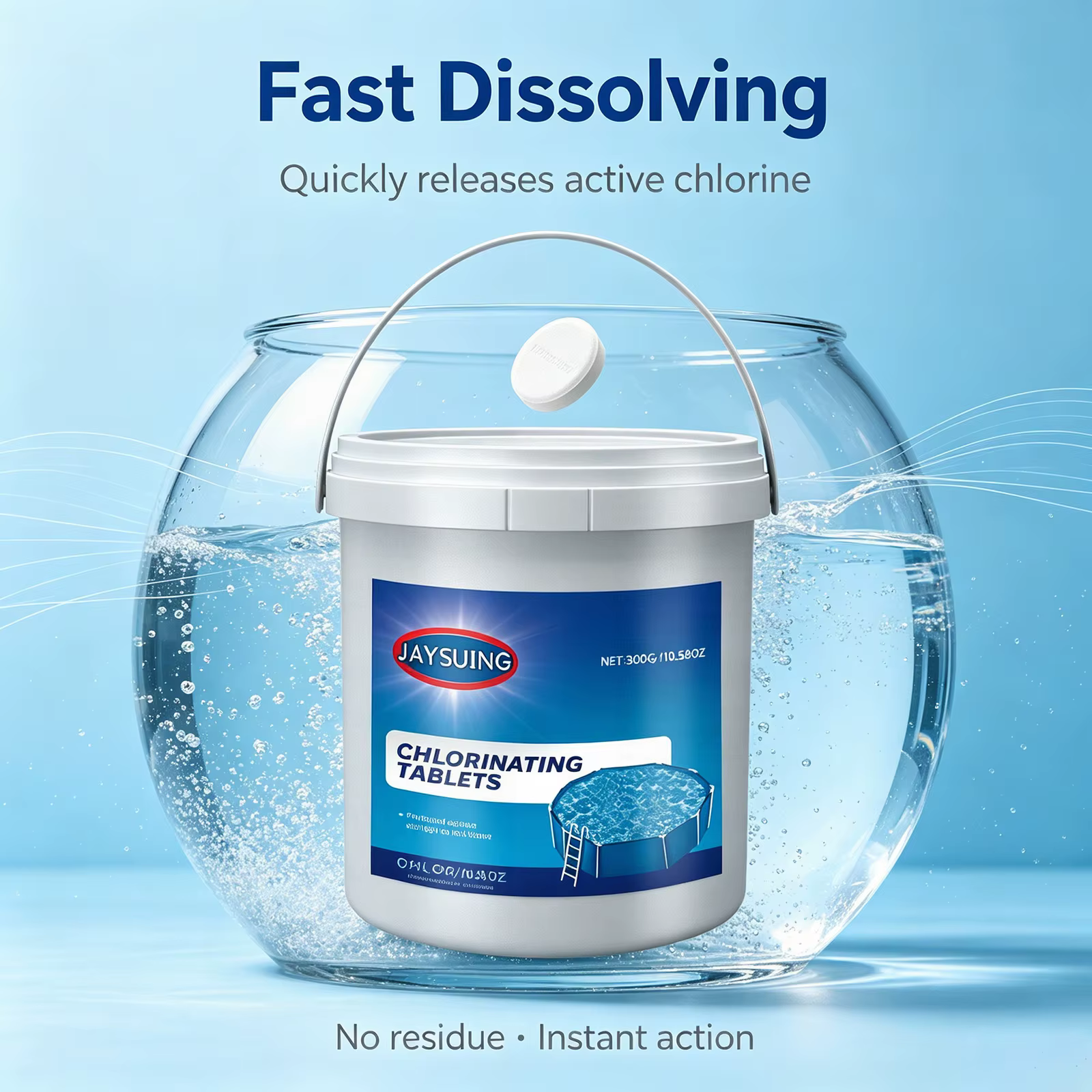 Tablettes de chlore trichloré 300G pour piscines et spas