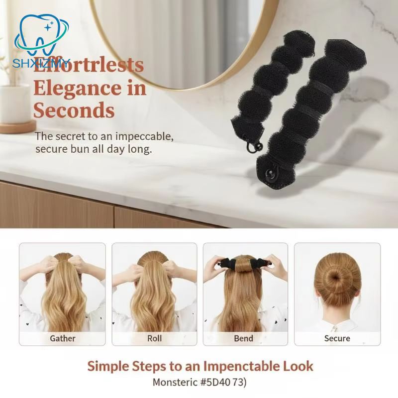 Chignon Magique Noir/Marron, Outil de Coiffure Type Donut, Accessoire pour Cheveux, Épingle à Cheveux pour Femmes, Coiffure DIY, Tresses