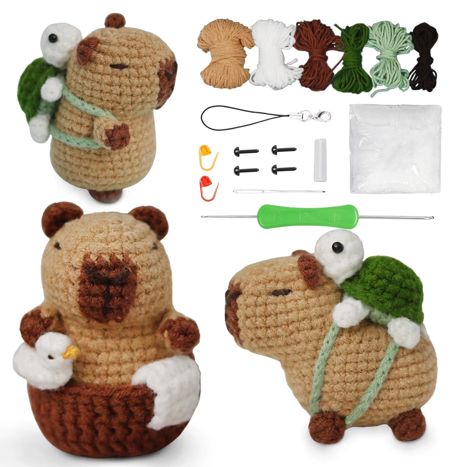 Kit de crochet capybara, ensemble de kit de crochet animal mignon, cadeau de Noël, kit de crochet pour débutants, kit de crochet pour les amateurs d'artisanat,