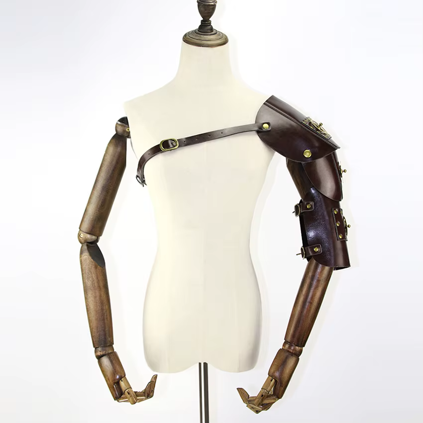 Garde-bras Steampunk, équipement rétro mécanique médiéval, accessoire de Cosplay d'halloween, armure d'épaule en cuir, accessoires d'archer pour adultes