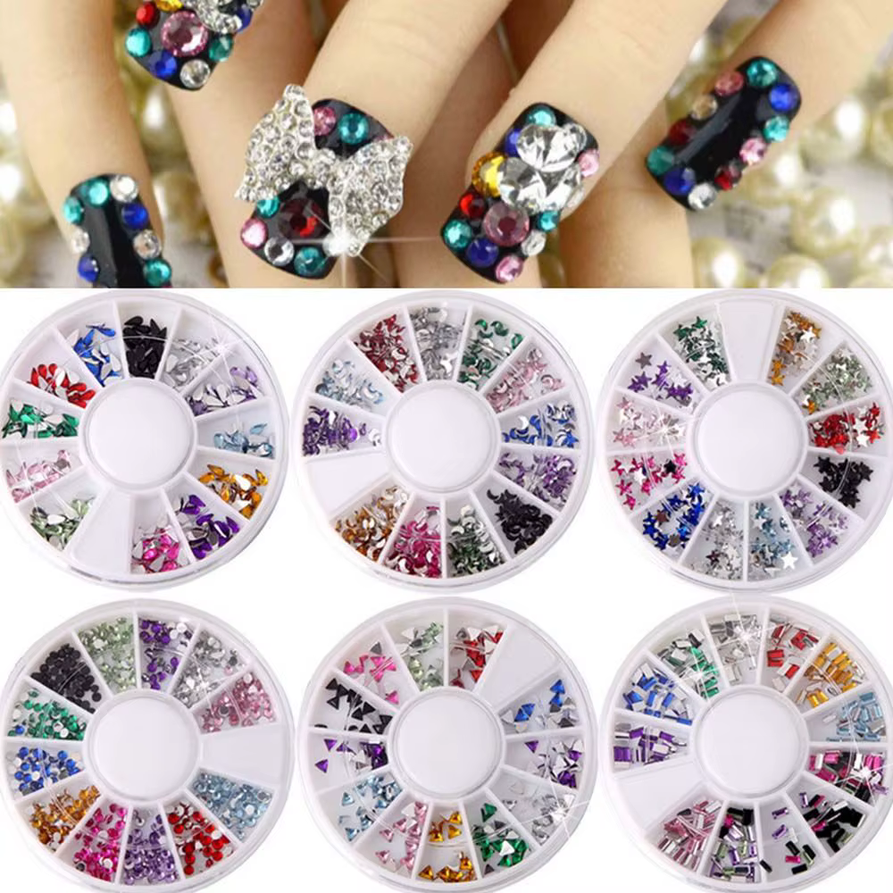 Accessoires de manucure à dos plat, breloques pour ongles, cristal, strass, diamant, décoration d'ongles, ensemble de bijoux pour ongles
