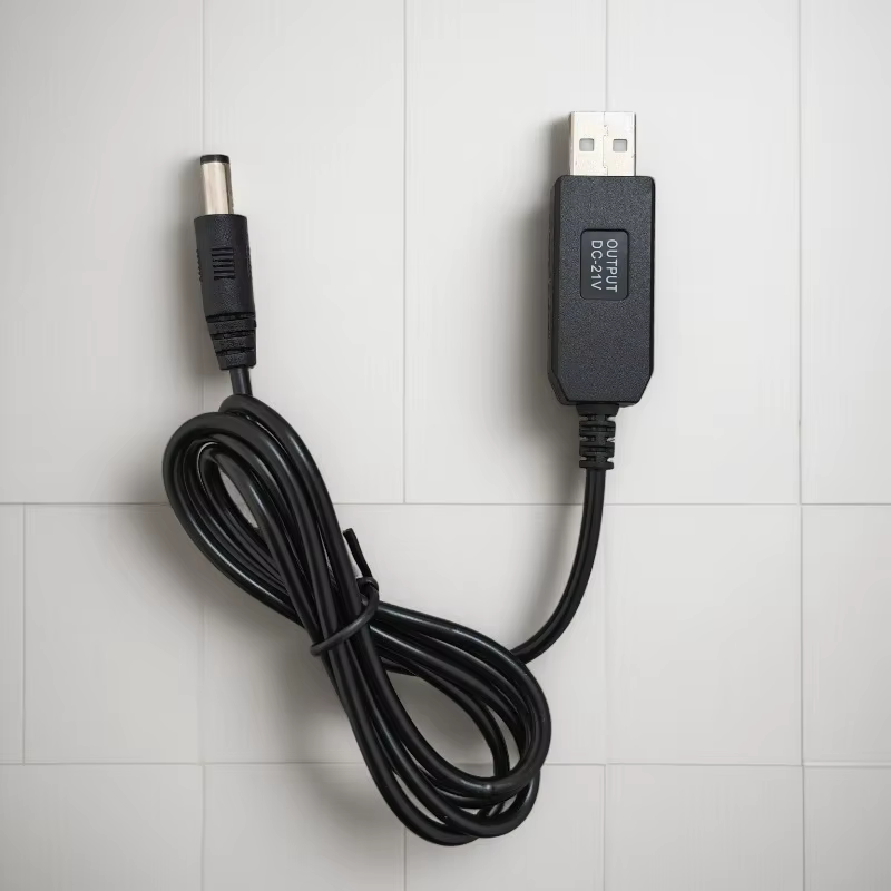 Câble de suralimentation 5V à 21V, câble de charge dédié pour batterie au lithium 21V, interface DC 5,5x2,5 mm, adaptateur USB, câble de chargeur