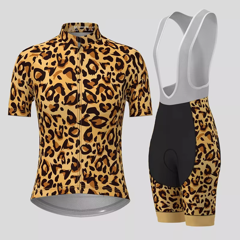 Ensemble de maillot de cyclisme imprimé léopard nickel é pour femme
