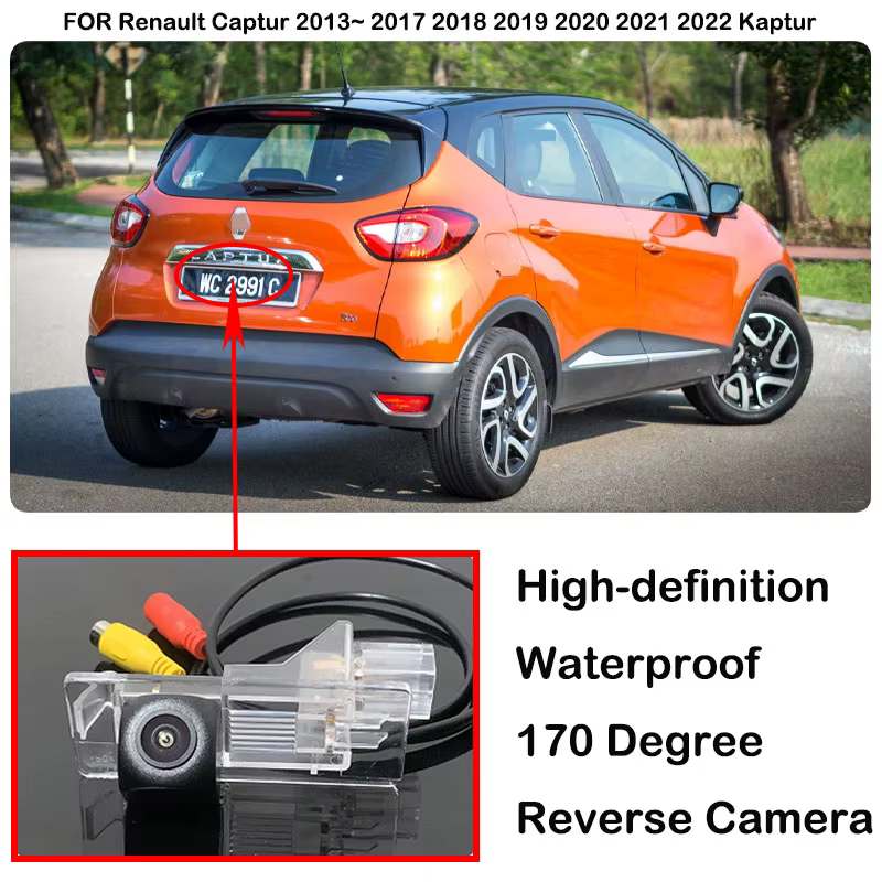 Caméra de recul pour Renault Captur 2013 ~ 2017 2018 2019 2020 2021 2022 Kaptur 2016 ~ 2022 HD CCD, Vision nocturne, Backup, stationnement