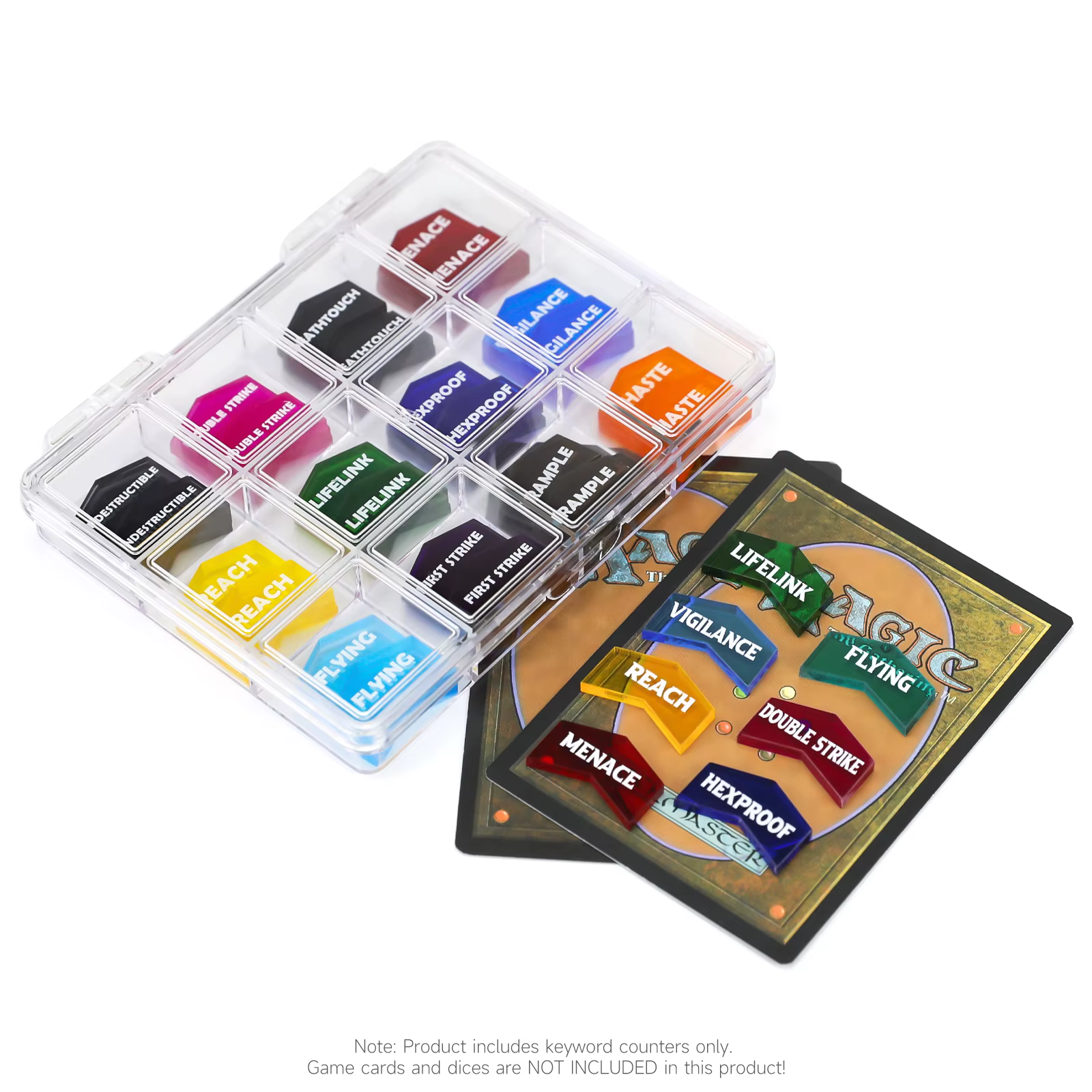 Jeu de jetons de compteur de mots clés MTG, 60 pièces, pour Magic The Gathering, cartes MTG CCG, accessoires de jeu, jouet avec étui